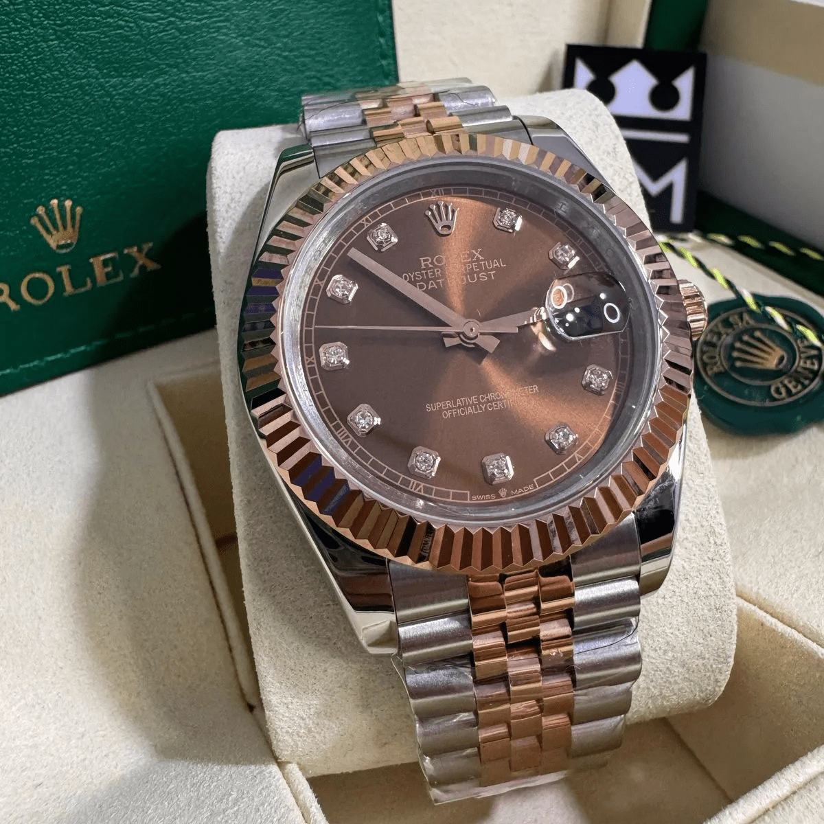 Rolex Datejust 41 – Brown Dial with Diamanten